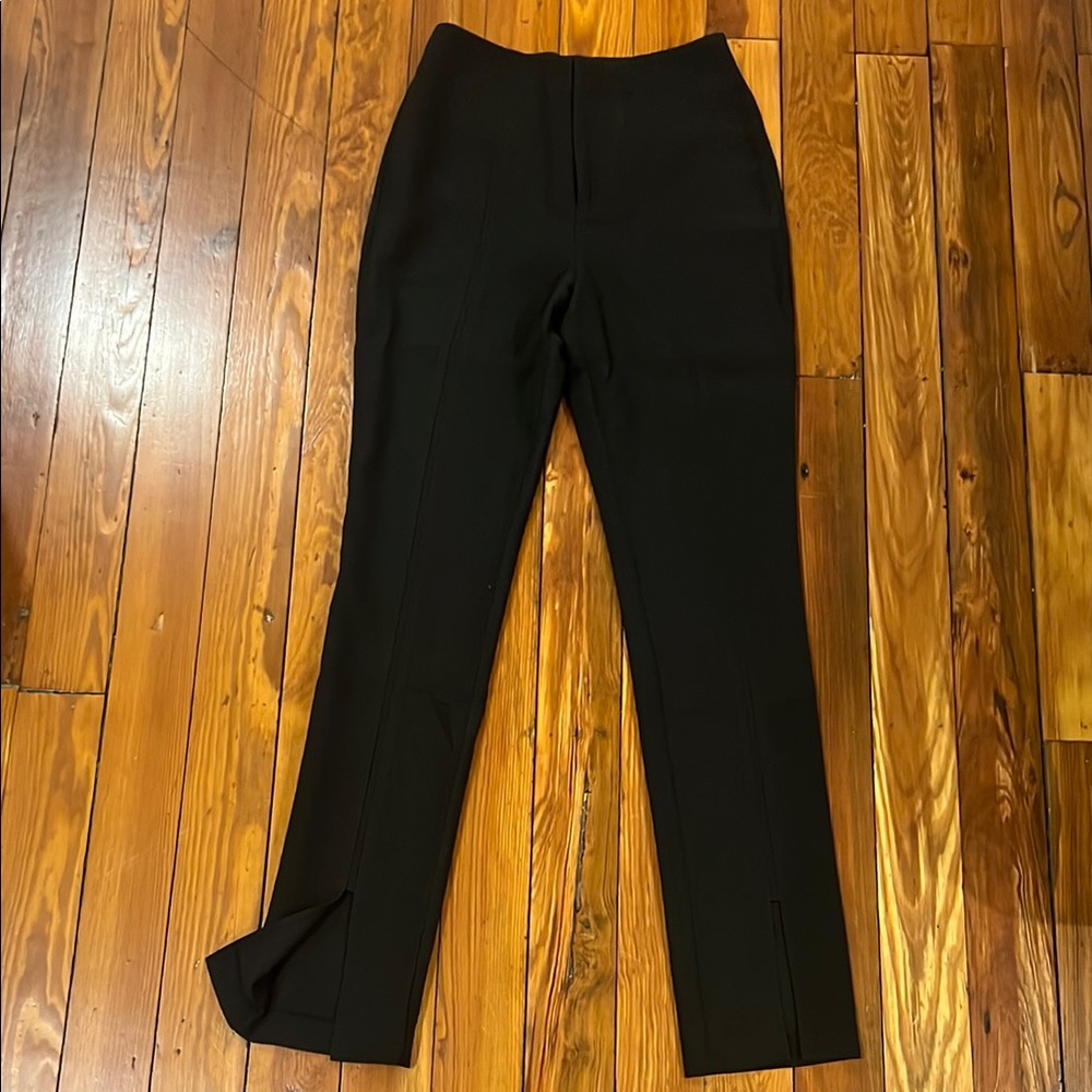 Revolve - NBD black trouser dress pant split hem